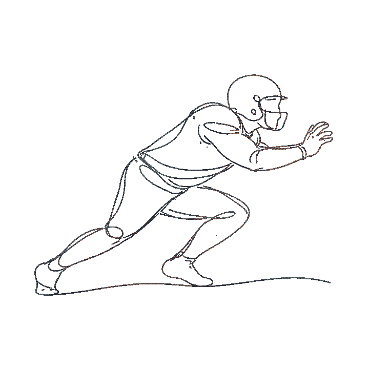 Continuous line drawing of a football quarterback throwing