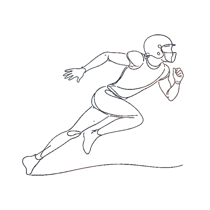 Minimal line drawing of a football player catching a pass